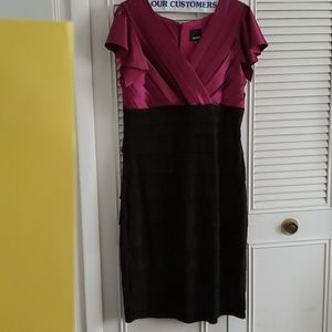 Melrose Merlot top, black bottom dress